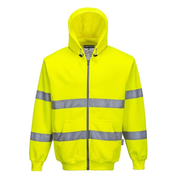 Hi-Vis hættetrøje med lynlås - Gul XS