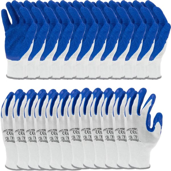 LATEXHANDSKER BLÅ-HVIDE L210509P, KORT, "9", CE, LAHTI