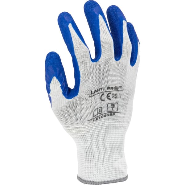 LATEXHANDSKER BLÅ-HVIDE L210509P, KORT, "9", CE, LAHTI