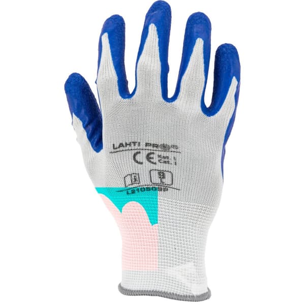 LATEXHANDSKER BLÅ-HVIDE L210509P, KORT, "9", CE, LAHTI