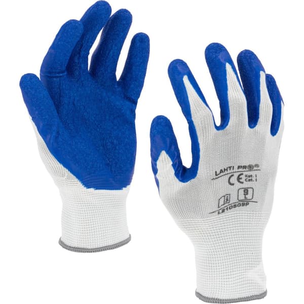 LATEXHANDSKER BLÅ-HVIDE L210509P, KORT, "9", CE, LAHTI