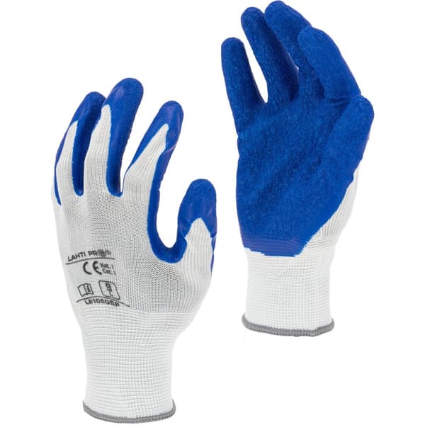 LATEXHANDSKER BLÅ-HVIDE L210511P, 12 PAR, "11", CE, LAHTI