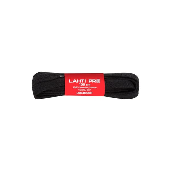 Flade snørebånd 100% bomuld sort L904052P, 10 par, 120 cm, Lahti