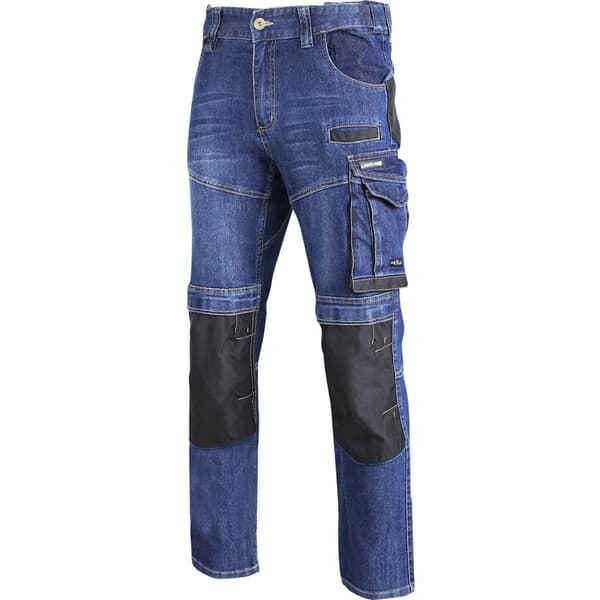 BLÅ STRETCHJEANS MED FÖRSTÄRKNING, "L", CE, LAHTI