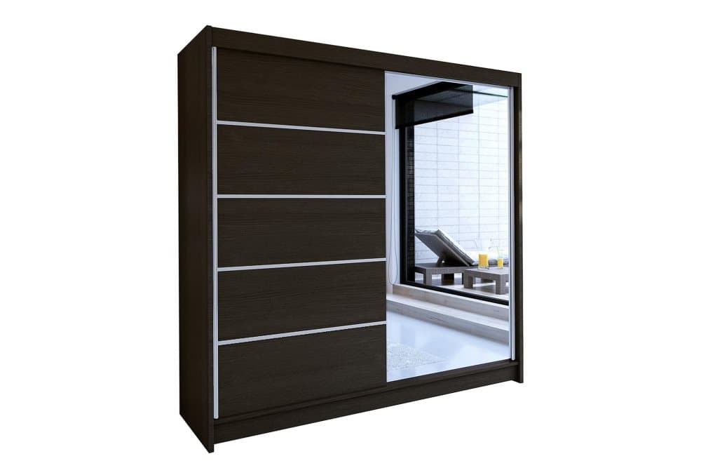 TALIN Garderob 58x180 cm LED-belysning Brun