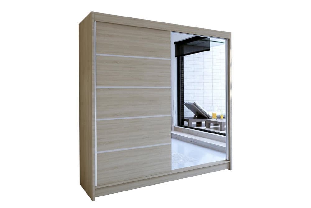 TALIN Garderob 58x180 cm LED-belysning Ek