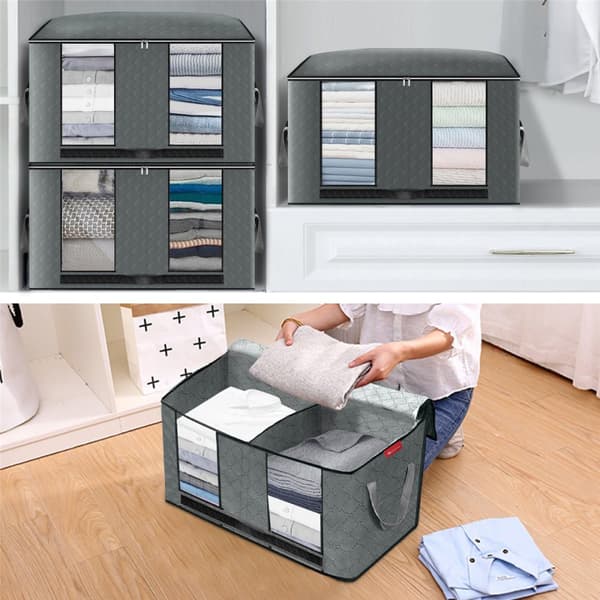 【KING DO WAY】 3 STK Quilt Garderob Tröja Vikbar förvaringsväska Kläder Filt Organizer Box Fodral