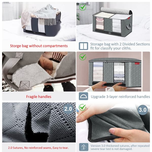 【KING DO WAY】 3 STK Quilt Garderob Tröja Vikbar förvaringsväska Kläder Filt Organizer Box Fodral