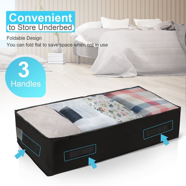【King Do Way】 2 stk sammenklappelig opbevaringsboks under sengen Tøjholder Organizer Taske Zip Container，42x20x8 tommer