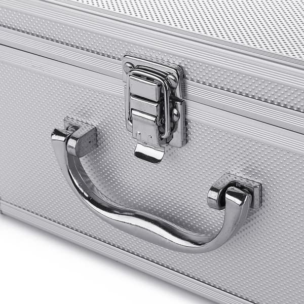 Bærbar værktøjskasse opbevaringstaske i aluminiumslegering svampeforing Håndholdt organisering, 23 x 15 x 12 cm