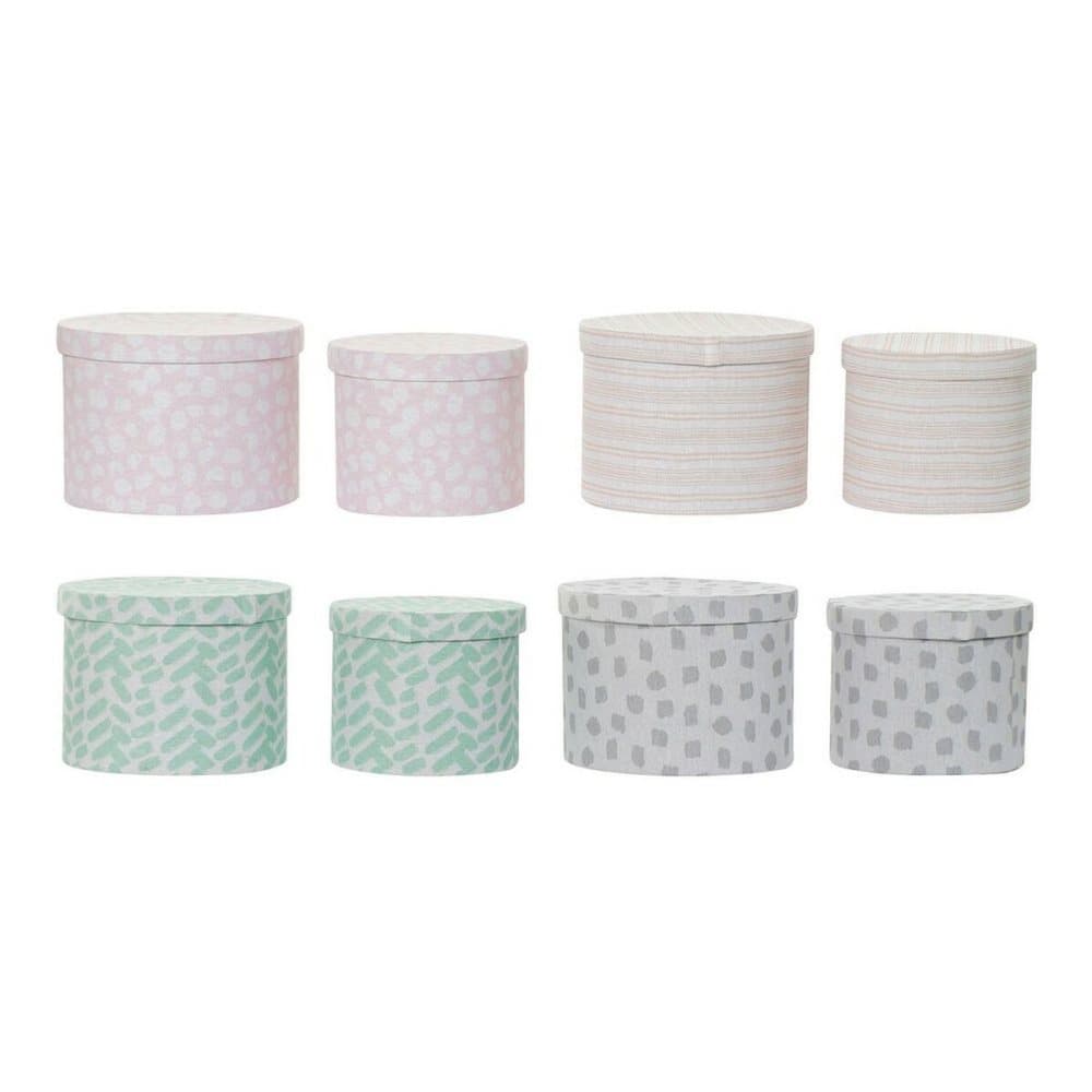 Uppsättning med Dekorativa Lådor DKD Home Decor Polyester Papp (2 pcs)