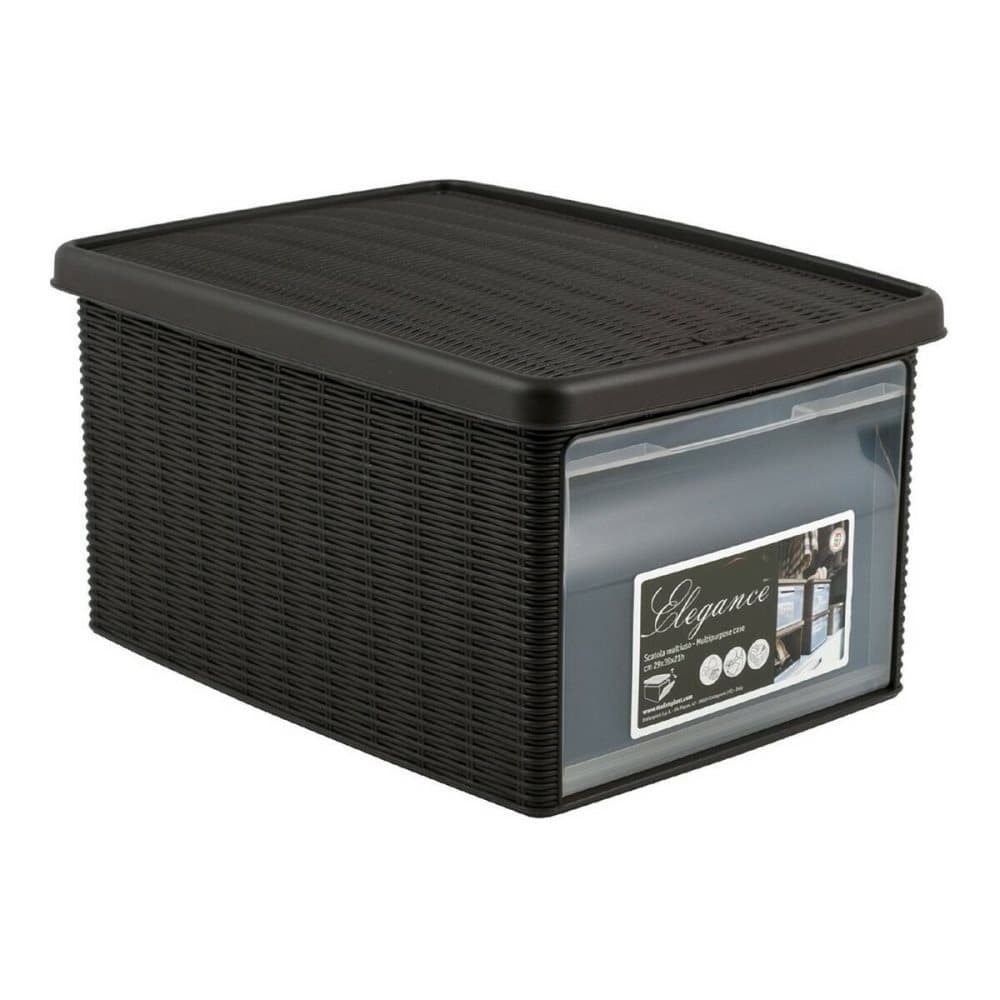 Låda med lock Elegance Plast Choklad (29 x 21 x 39 cm)