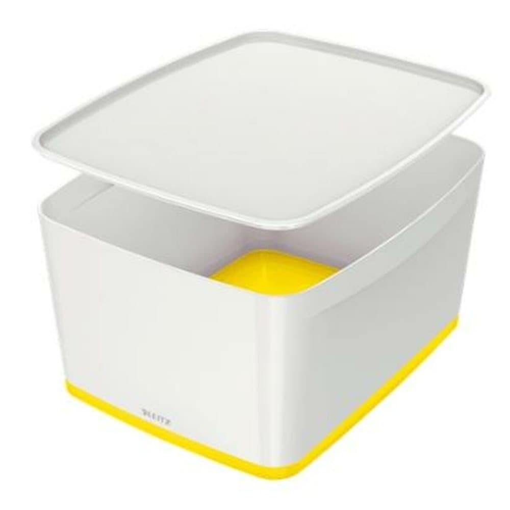 Förvaringslåda Leitz MyBox WOW Stor Gul Med lock Vit ABS (31,8 x 19,8 x 38,5 cm)