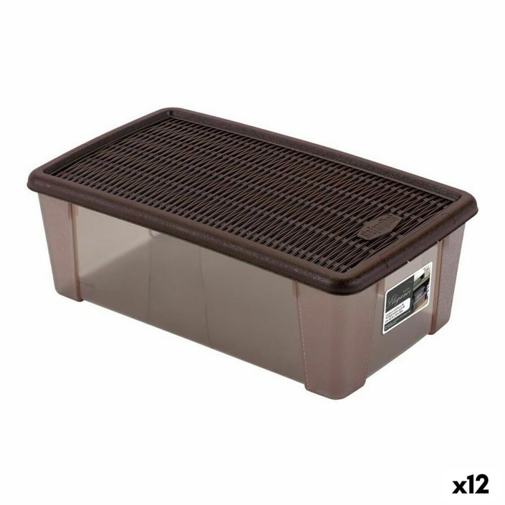 Låda med lock Plast Choklad 5 L (19,5 x 11,5 x 33 cm) (12 antal)
