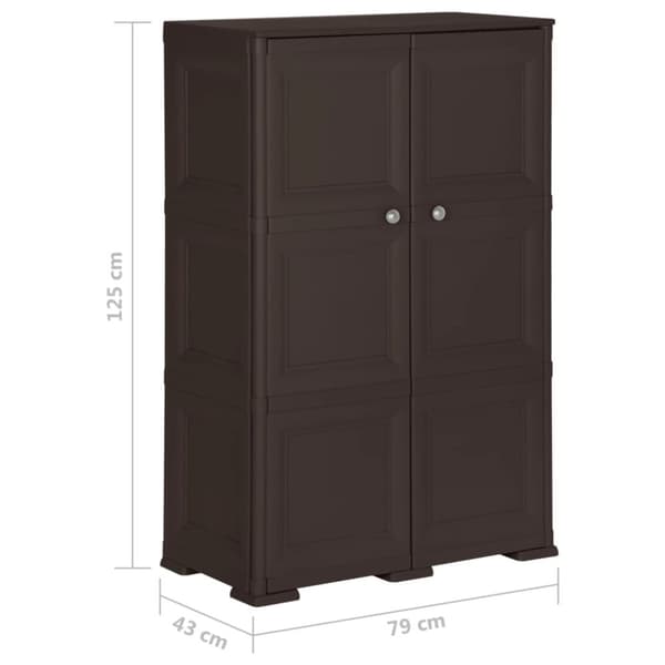Plastskåp 79x43x125 cm träimitation brun