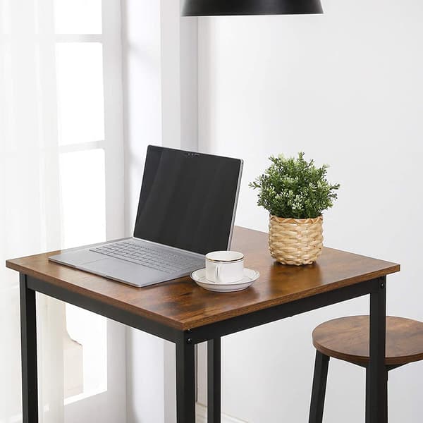 Barbord/ståbord med stabil stålram - Brun/svart