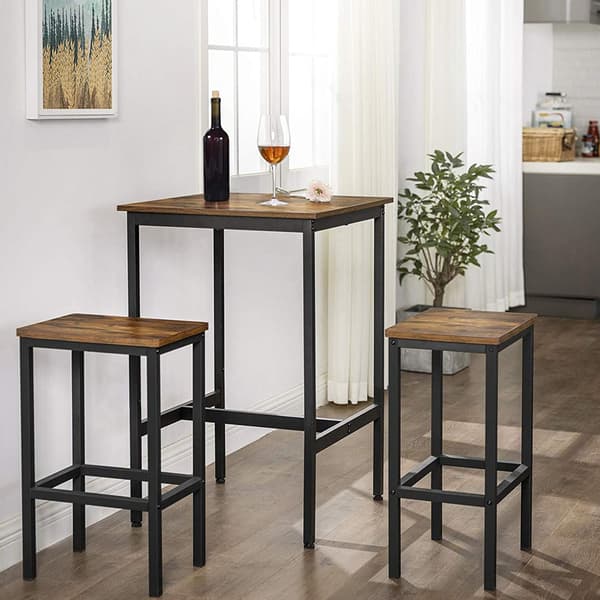 Barbord/ståbord med stabil stålram - Brun/svart