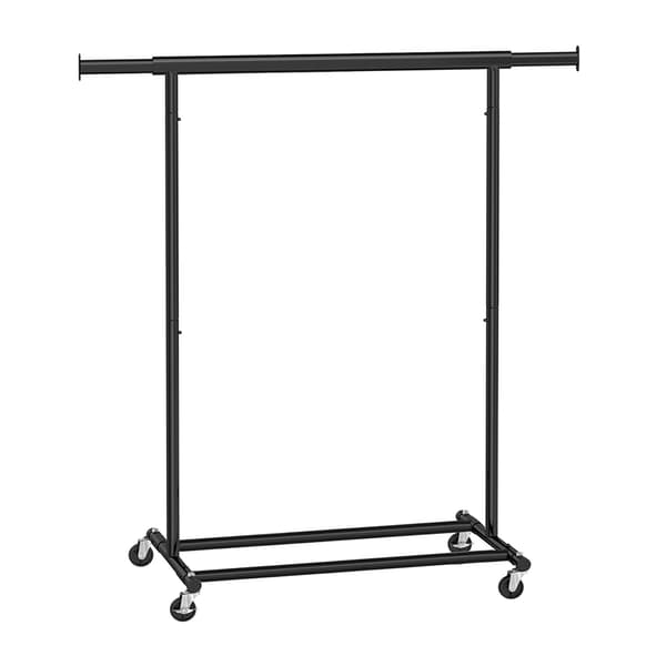 Säädettävä vaateteline pyörillä, 92–132 cm, teräs, 90 kg kantavuus, mustasta