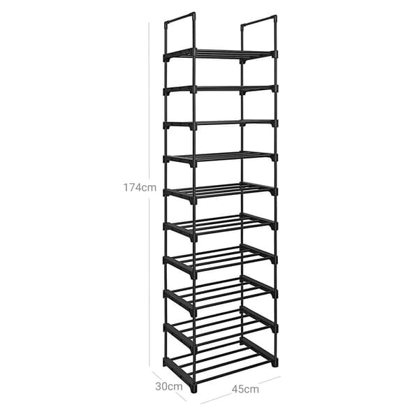 Skohylle med 10 hyller og tilpassbar design - Svart