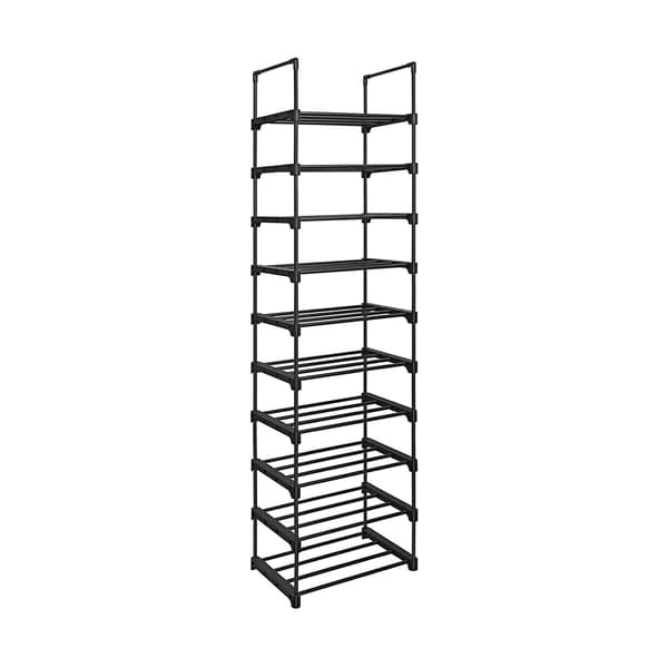 Skohylle med 10 hyller og tilpassbar design - Svart