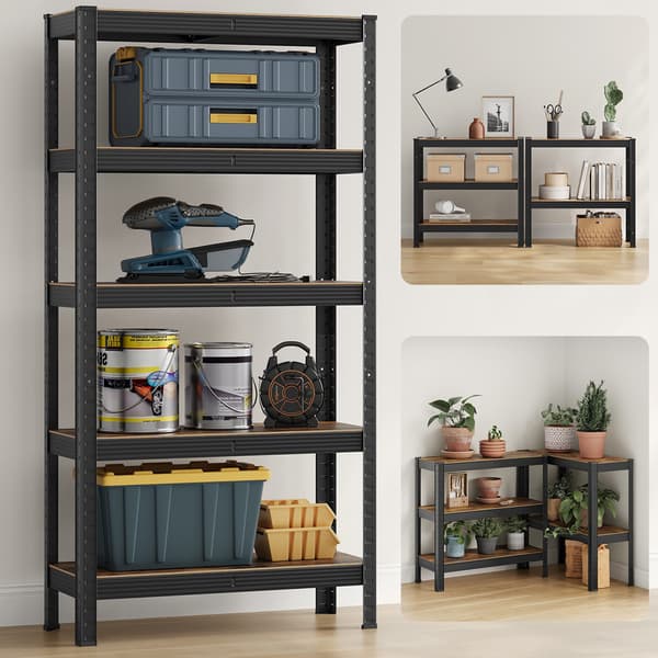 Förvaringshylla i metall med 5 justerbara hyllplan – 150 x 75 x 30 cm