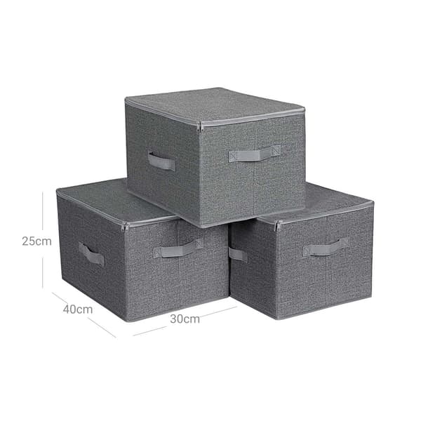 Sammenleggbare oppbevaringsbokser i filt 3-pk 40 x 30 x 25 cm