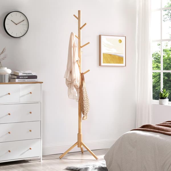 Fritstående knagerække i træ - 175 cm, med 8 kroge