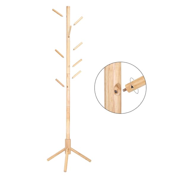 Fritstående knagerække i træ - 175 cm, med 8 kroge