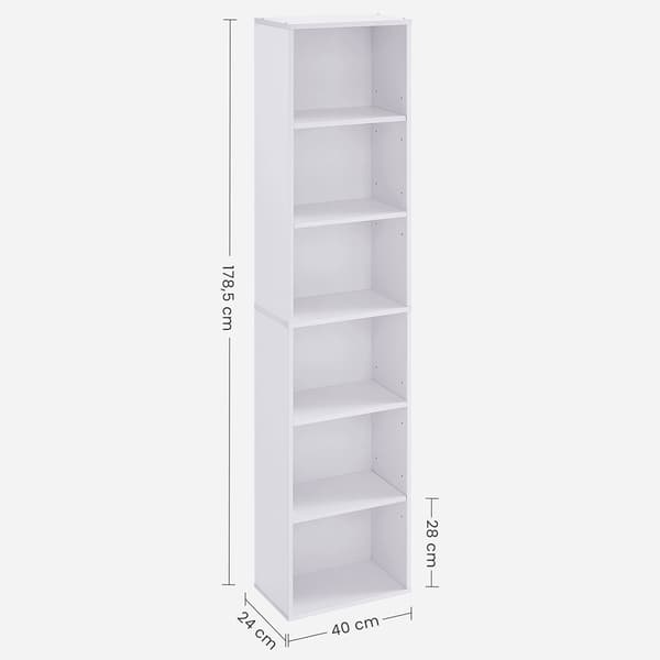 Reol med 6 hylder 178,5 x 40 x 24 cm - hvid kubehylde i skandinavisk stil