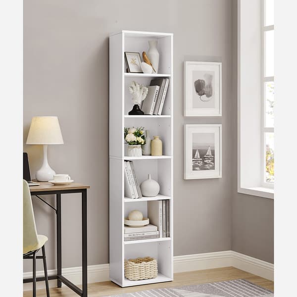 Reol med 6 hylder 178,5 x 40 x 24 cm - hvid kubehylde i skandinavisk stil