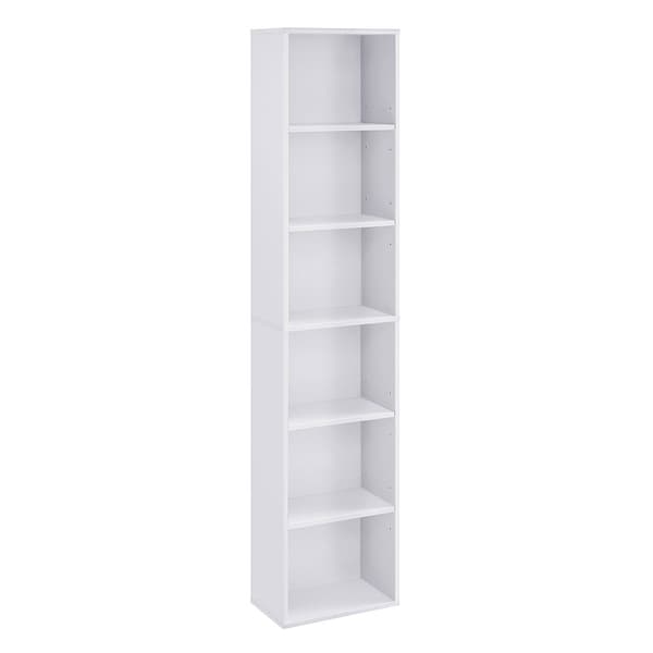 Reol med 6 hylder 178,5 x 40 x 24 cm - hvid kubehylde i skandinavisk stil