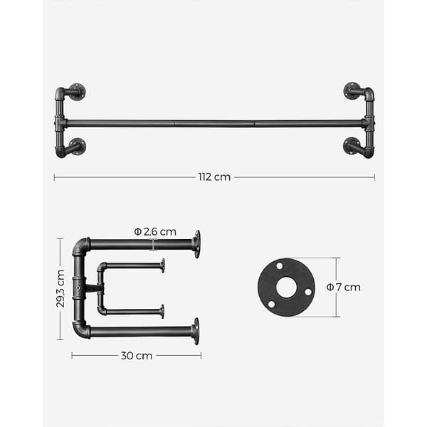 Klädstång i industristil 2-pack - Svart