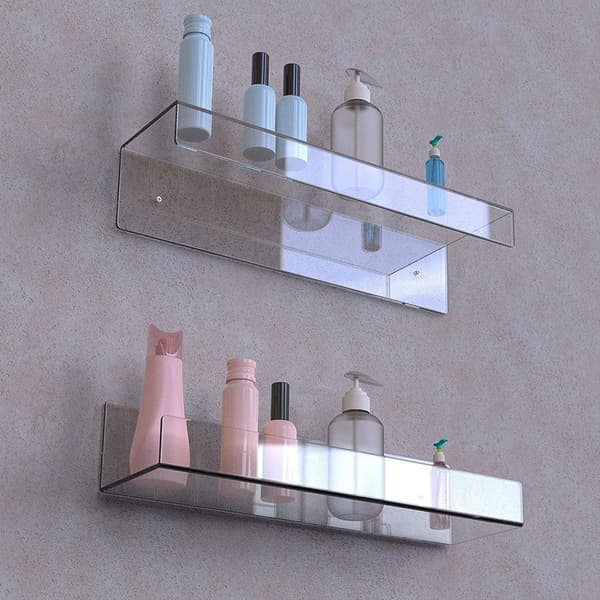 Vegghylle i klar plast 38x11x7,6 cm 2-pk