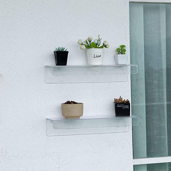 Vägghylla i klarplast 38x11x7,6cm 2-pack