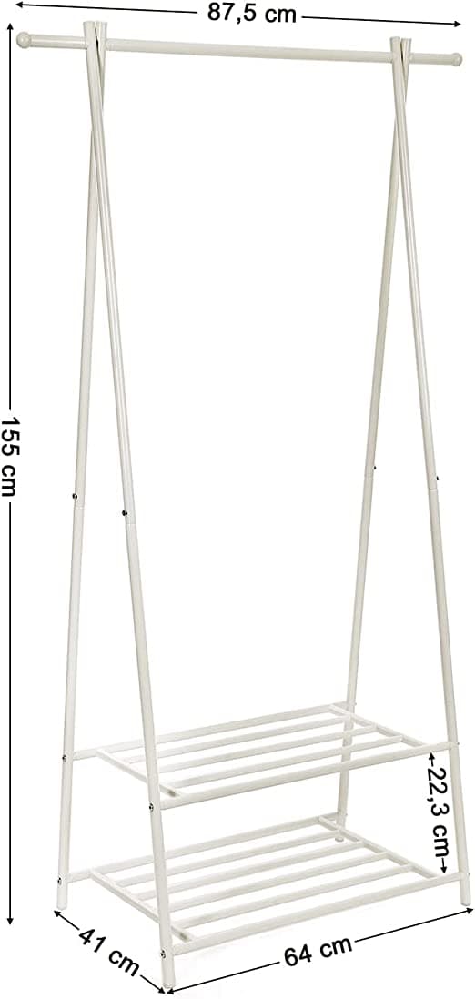 Jakkestativ - med skostativ - Metal - 87,5 x 155 x 41 cm