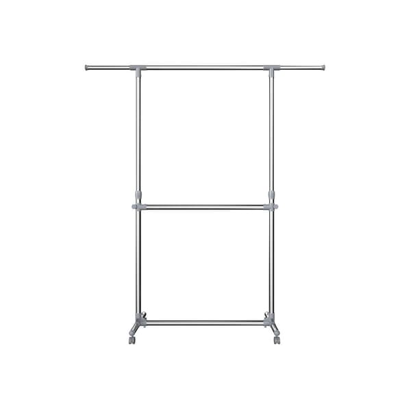 Tøj rack-extendable-2 stænger-på hjul-justerbar-113-198 cm