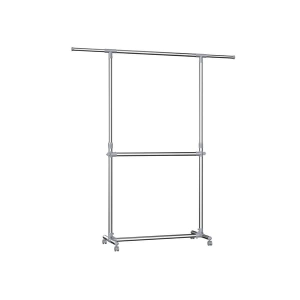Tøj rack-extendable-2 stænger-på hjul-justerbar-113-198 cm