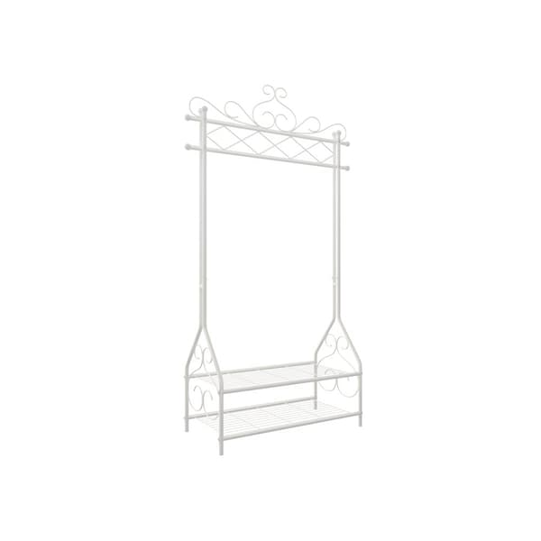 Tøjstativ - vintage stil - med sko rack - hvid