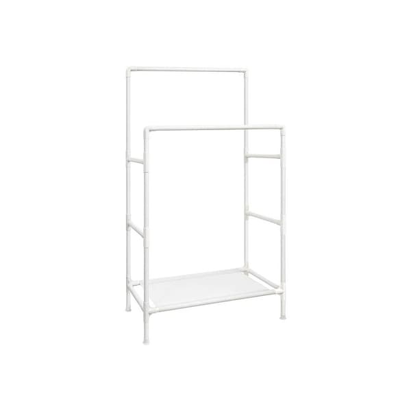 Tøjstativ - Garderobe - 2 stænger - med gitter - Hvid