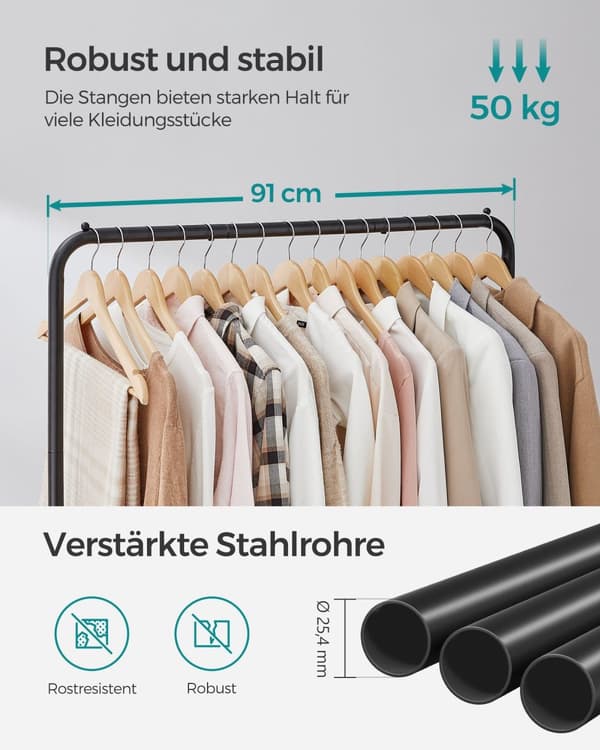 Klädställ - metall - 20 kg lastkapacitet - svart