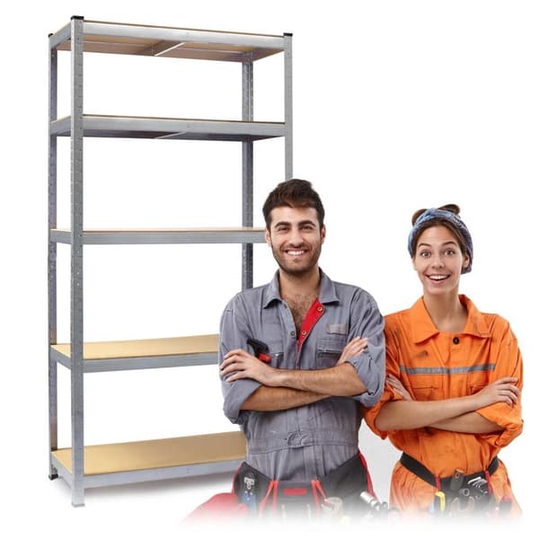 Stilfuld sort MDF opbevaringshylde til hjemmet, 5 hylder, 1000 kg kapacitet