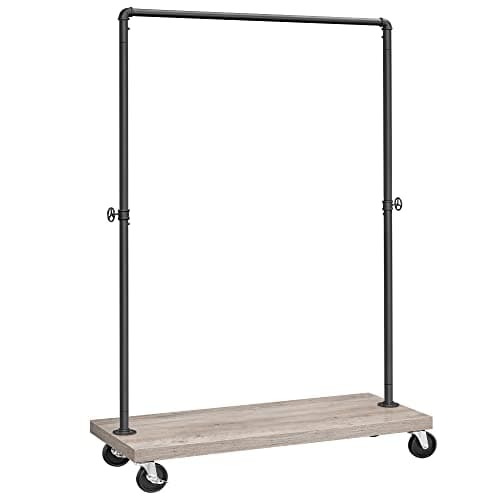 Tøjstativ - med hylde og hjul - skattepligtig op til 90 kg - grå / sort