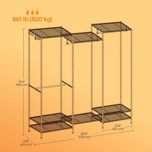 Tøjstativ, åben garderobe, metalfrakke stativ