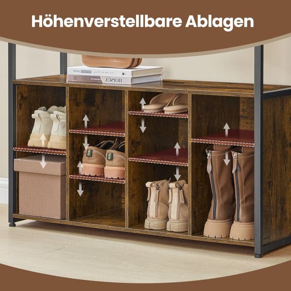 Klädstativ - med sko rack - vintage brun - bläck -zwart