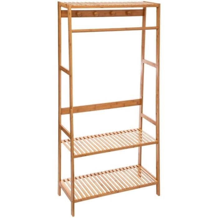 Tøjstativ i bambus - 90 x 41 x 170 cm - Beige