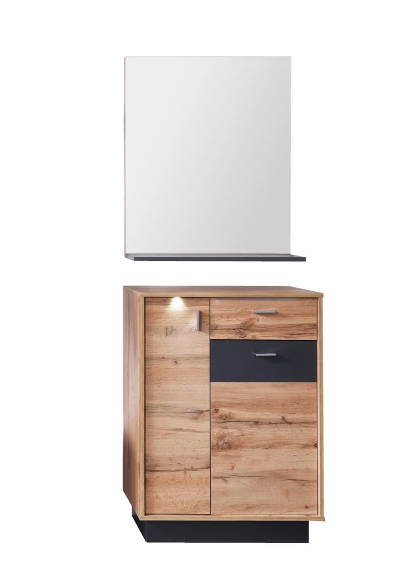 Coris garderob uppsättning E, inkl. 1xLED-belysning, ekmönstrad, grå.