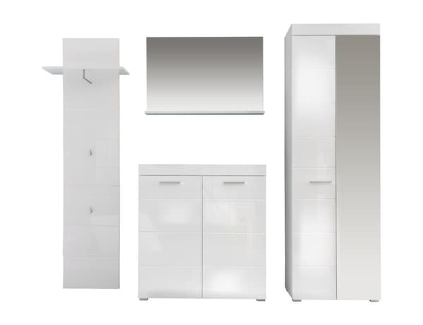 Amira  garderobe oppstilling B, hvit, hvit høyglans.