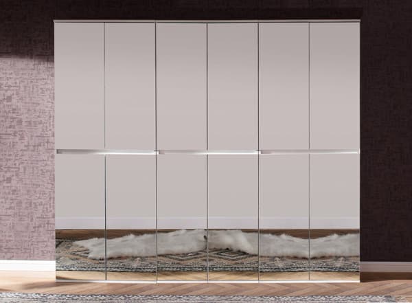 Mirror garderobe oppstilling 12 dører  hvit, speilglass.