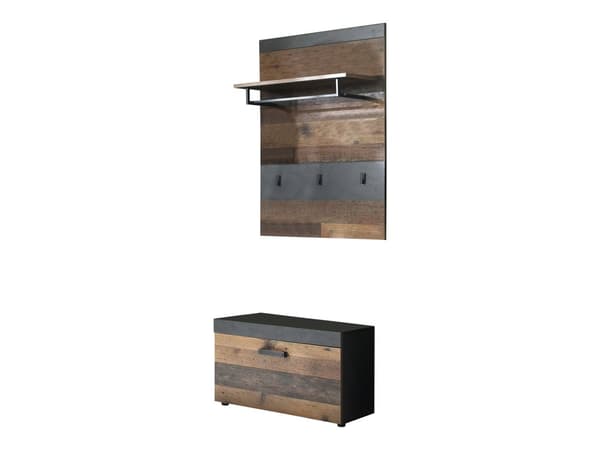 Irwin  garderobe oppstilling E, grå matera dekor, Old Wood dekor.