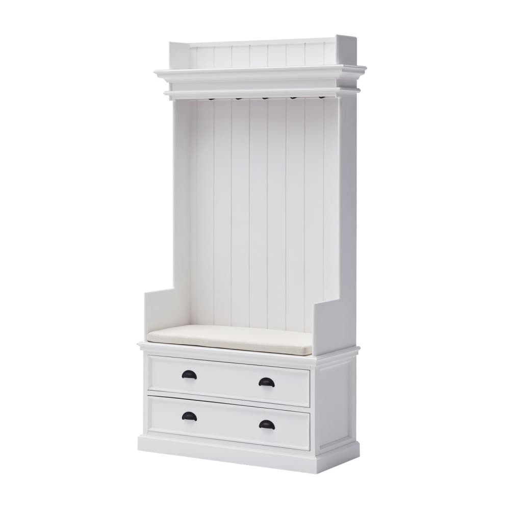 Halifax klädhängare med krokar, bänk, hylla och 2 lådor vit.